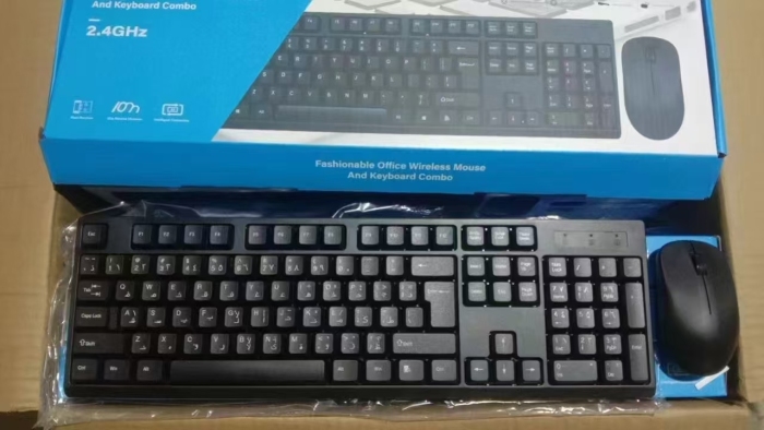 无线2.4G键鼠套装，全新原箱原件，阿拉伯语文版，现货3500pcs ，有意私聊