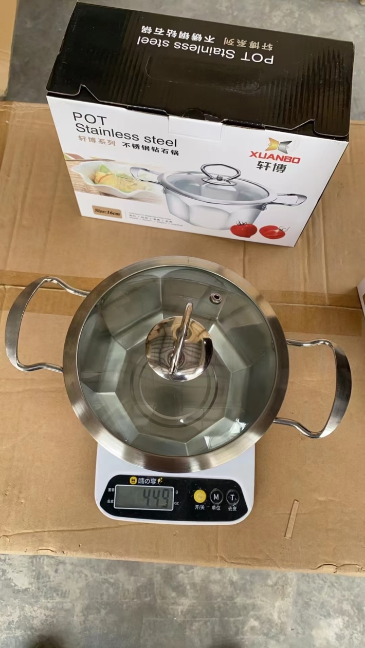 不锈钢钻石锅入库744个，独立包装，原箱原件，需要的拿去