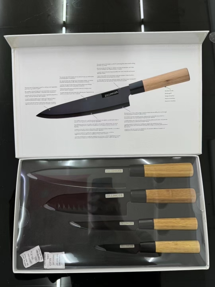 高端货 外贸出口 4件套 木柄厨师刀 不锈钢轻盈刀具 原箱原件，箱规：24套/箱 ​