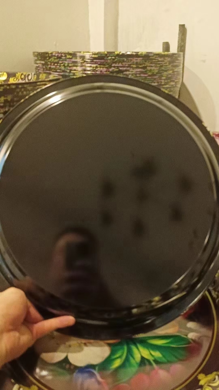 出口外贸精品印花托盘10几吨，440克/个45公分，能搞的速度。