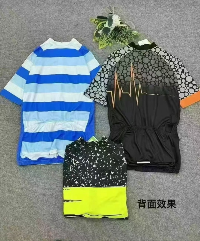 清仓库 6240件高品质男款速干排汗透气骑行服。整款花型多，高弹力，下摆防滑条设计，短裤3D硅胶垫，品质非常好，其中上衣裤子可以自行配套，码数M-3xL，独立包装带吊牌。全清7.6元秒杀