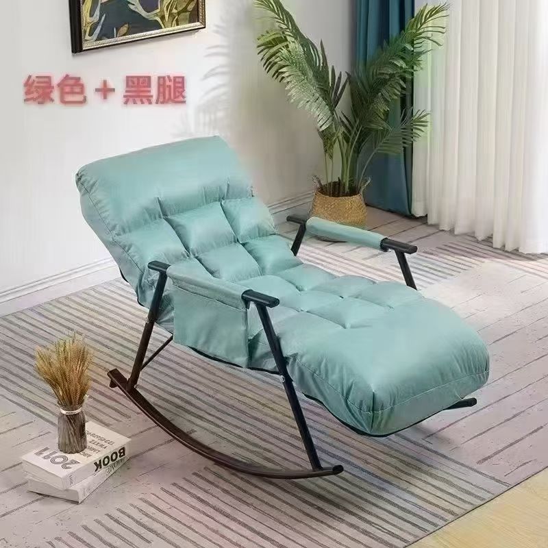 单人摇椅，填充饱满，科技布料。框架1.0厚管。5挡调节靠背和脚踏。非次品，使用公仔棉填充。 ​