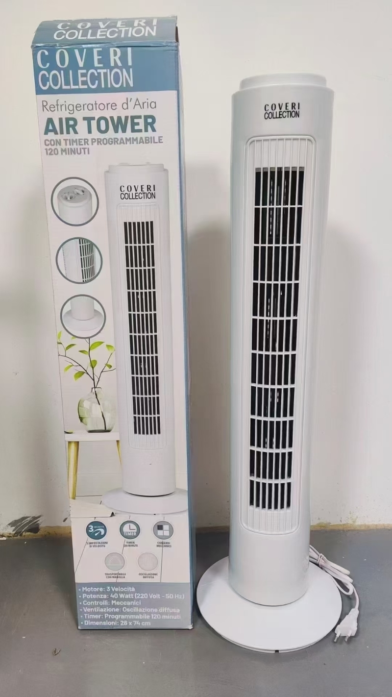 220v出口外贸塔扇， 高74CM 带定时 两圆插 电压220v 包装尺寸 17*13.5*77CM 1台一箱 数量350台， 低价清