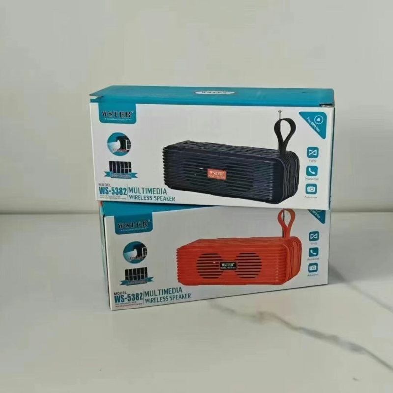 WS原装5382太阳能户外蓝牙音箱，带蓝牙，USB，TF卡，3.5音频输出，手电筒，收音机功能，500个